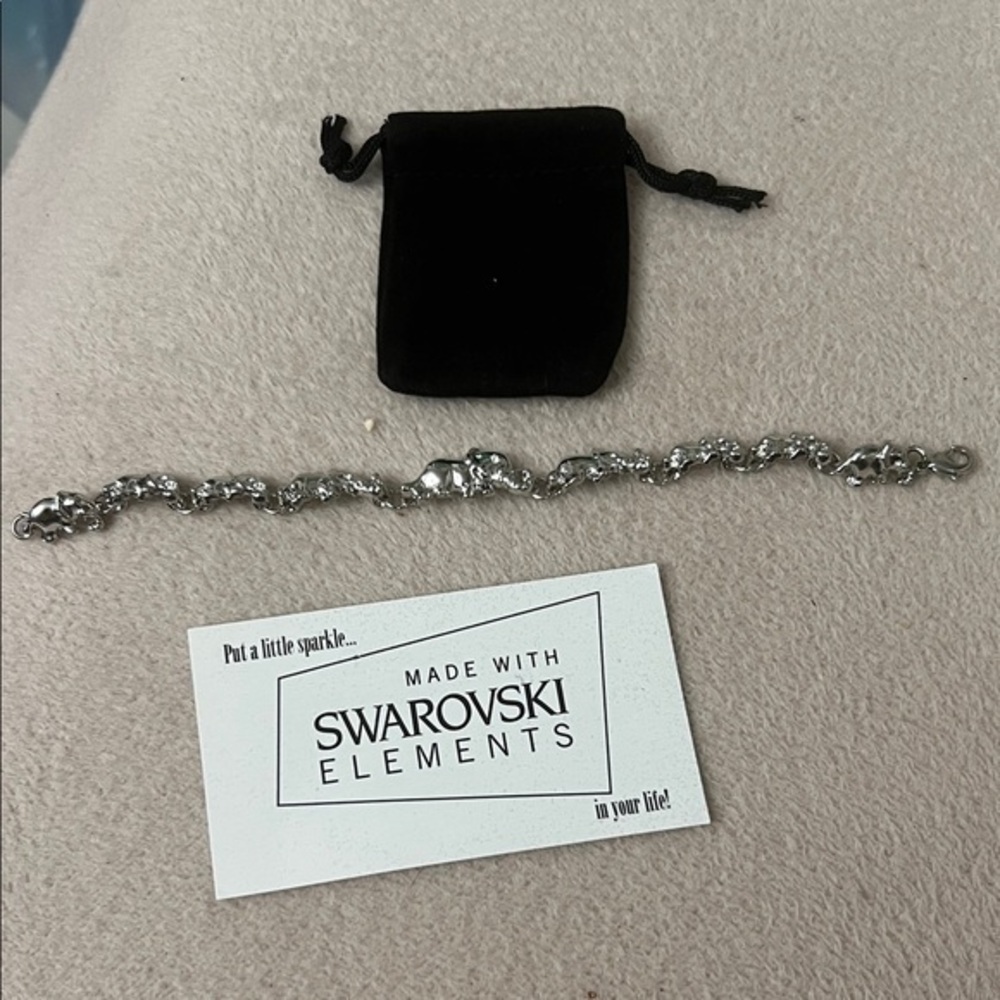 Swarovski Silver Crystal Bracelet Sparkling Chain elephant